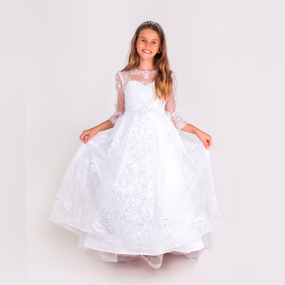 Flower Girl Lace Long Sleeve Dress